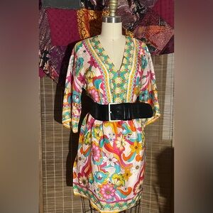 Johnny was groovy flower mini kaftan dress